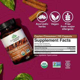 Foto 4 | Foto 4 | Suplemento Organic India De Canela De Ceilán 90 Cápsulas - Venta Internacional.