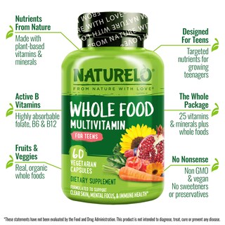 Foto 4 | Foto 4 | Suplemento Multivitamínico Naturelo Whole Food Para Adolescentes, 60 Cápsulas - Venta Internacional.