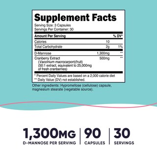 Foto 2 | Foto 2 | Suplemento Nutricost D-manose Con Arándano Rojo 1300 Mg 90 Cápsulas - Venta Internacional.