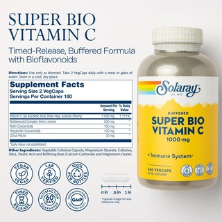 Foto 2 | Foto 2 | Suplemento Solaray Super Bio De Vitamina C Tamponada, 1000 Mg, 360 Cápsulas Vegetales - Venta Internacional.