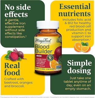Foto 5 | Foto 5 | Suplemento de Hierro Megafood Blood Builder 90 Comprimidos-Venta Internacional