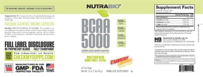 Foto 2 | Foto 2 | Suplemento NutraBio BCAA 5000 en Polvo Limonada de Fresa 60 Porciones - Venta Internacional