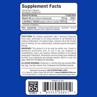 Foto 2 | Foto 2 | Suplemento Allmax Nutrition L-carnitina + Tartrato 120 Cápsulas - Venta Internacional.