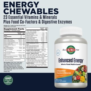 Foto 2 | Foto 2 | Suplementos Multivitamínicos Masticables Kal Enhanced Energy, 60 Unidades - Venta Internacional.