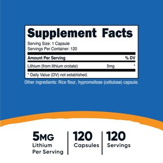 Foto 2 | Foto 2 | Suplemento Nutricost De Orotato De Litio 5 Mg 120 Cápsulas - Venta Internacional.