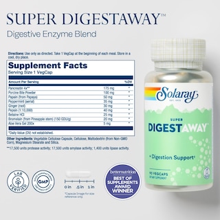 Foto 2 | Foto 2 | Enzimas Digestivas Solaray Super Digestaway 90 Cápsulas Vegetarianas - Venta Internacional.