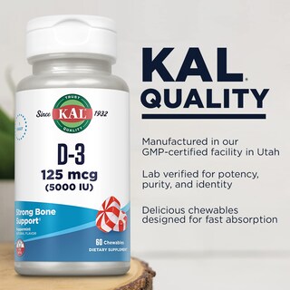 Foto 5 | Foto 5 | Suplemento Kal De Vitamina D3, 5000 Ui, 125 Mcg, Masticables - Venta Internacional.