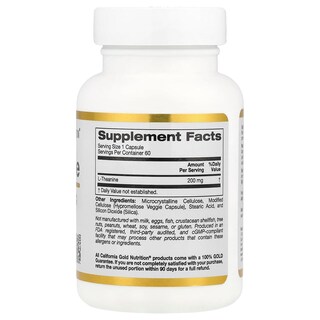 Foto 2 | Foto 2 | Suplemento California Gold Nutrition L-teanina 200 Mg 60 Cápsulas - Venta Internacional.