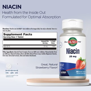 Foto 3 | Foto 3 | Suplemento Kal De Niacina, 25 Mg, Tabletas, Sabor A Fresa, 200 Unidades - Venta Internacional.