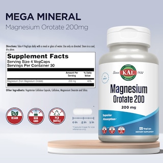 Foto 2 | Foto 2 | Suplemento De Orotato De Magnesio Kal, 200 Mg, 120 Cápsulas Vegetales - Venta Internacional.