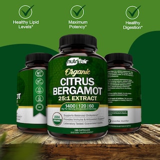 Foto 5 | Foto 5 | Suplementos Nutriflair, Cítricos, Bergamota Orgánica, 1400 Mg, 120 Cápsulas - Venta Internacional.