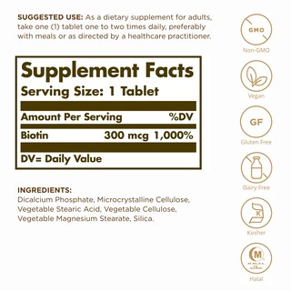 Foto 2 | Foto 2 | Suplemento Solgar Biotina 300 Mcg 100 Tabletas X3 - 300 Porciones - Venta Internacional.