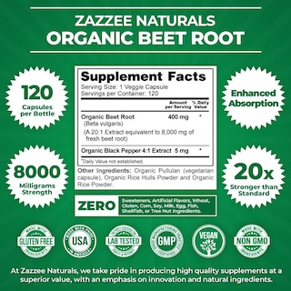 Foto 4 | Foto 4 | Suplemento Zazzee Usda De Raíz De Remolacha Orgánica 8000 Mg 120 Cápsulas - Venta Internacional.