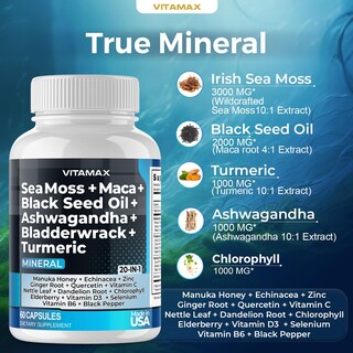 Foto 5 | Foto 5 | Suplemento Vitamax True-mineral Sea Moss 3000 Mg Maca 1000 Mg - Venta Internacional.