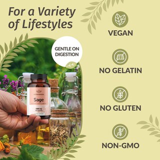 Foto 5 | Foto 5 | Suplemento Herbamama Sage Leaf 1000 Mg 100 Cápsulas Vegano Sin Ogm - Venta Internacional.