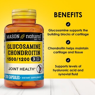 Foto 2 | Foto 2 | Suplemento Mason Natural, Glucosamina Y Condroitina 1500/1200, 280 Cápsulas - Venta Internacional.