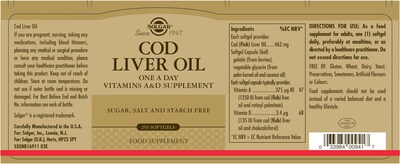 Foto 2 | Foto 2 | Suplemento De Aceite De Hígado De Bacalao Solgar, 250 Cápsulas Blandas, Vitamina A Y D. - Venta Internacional.