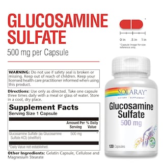 Foto 3 | Foto 3 | Suplemento De 500 Mg De Sulfato De Glucosamina Solaray Para La Salud De Las Articulaciones - Venta Internacional.