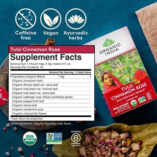 Foto 7 | Foto 7 | Bolsitas De Té Tea Organic India Tulsi Con Canela Y Rosa, 18 Bolsas X 3 Paquetes - Venta Internacional.