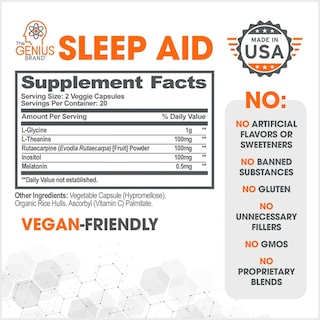Foto 2 | Foto 2 | Suplemento Genius Sleep Aid 40 Cápsulas - Venta Internacional