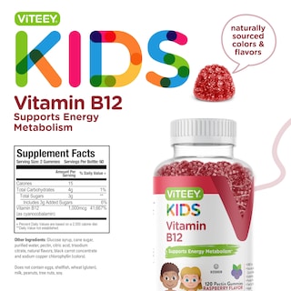Foto 4 | Foto 4 | Gomitas De Vitamina B12 Viteey 1000 Mcg Para Apoyar El Metabolismo De Los Niños - Venta Internacional.