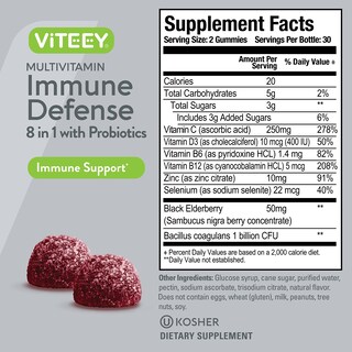 Foto 4 | Foto 4 | Gomitas Multivitamínicas Viteey 8 En 1 Para Adultos, 60 Unidades, Para Apoyar El Sistema Inmunitario - Venta Internacional.