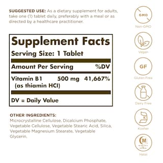 Foto 2 | Foto 2 | Suplemento Solgar De Vitamina B1 (tiamina) 500 Mg 100 Comprimidos - Venta Internacional.