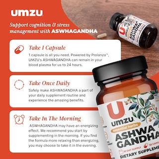 Foto 6 | Foto 6 | Suplemento Umzu Ashwagandha Advanced Stress & Cortisol 30 Cápsulas - Venta Internacional.