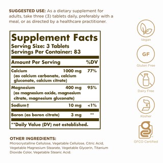 Foto 2 | Foto 2 | Suplemento Solgar Calcium Magnesium Plus Boro 250 Comprimidos - Venta Internacional.
