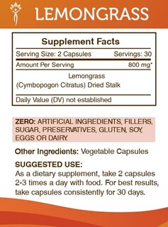 Foto 3 | Foto 3 | Suplemento Secrets Of The Tribe Lemongrass 60 Cápsulas 800 Mg - Venta Internacional.