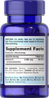 Foto 2 | Foto 2 | Vitamina B-12 Sublingual Puritan's Pride 2500 Mcg 100 Comprimidos - Venta Internacional.