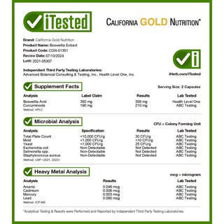 Foto 4 | Foto 4 | Suplemento De Extracto De Boswellia De California Gold Nutrition 500 Mg - Venta Internacional.