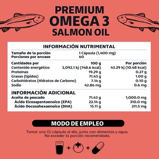 Foto 6 | Foto 6 | Suplemento Alimenticio Beyond Vitamins Omega 3 Salmon Oil Aceite De Pescado Acido 60 Cápsulas