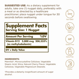 Foto 2 | Foto 2 | Suplemento Solgar De Metilcobalamina (vitamina B12) 5000 Mcg 30 Pepitas - Venta Internacional.