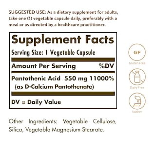 Foto 2 | Foto 2 | Suplemento De Ácido Pantoténico Solgar 550 Mg 100 Cápsulas Vegetales - Venta Internacional.