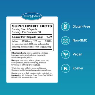 Foto 2 | Foto 2 | Suplemento Euromedica Tri-iodine 12,5 Mg, 90 Cápsulas - Venta Internacional.