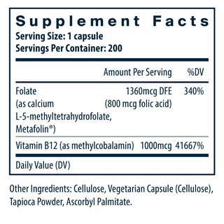 Foto 2 | Foto 2 | Suplemento De Nutrientes Vitales Con Vitamina B12 Y Folato De Metilo 200 C - Venta Internacional.