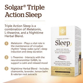 Foto 3 | Foto 3 | Suplemento Solgar Triple Action Sleep 60 Comprimidos - Venta Internacional.