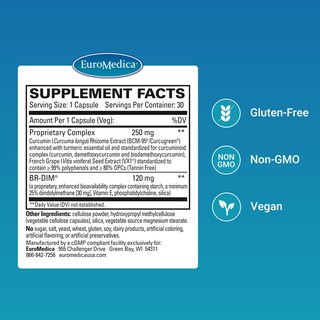 Foto 2 | Foto 2 | Suplemento Euromedica Dim+ Curcumin Estrógeno Balance 30 Cápsulas - Venta Internacional.