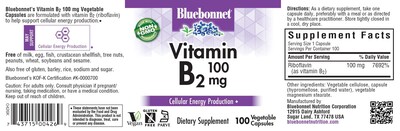 Foto 2 | Foto 2 | Suplemento Bluebonnet Nutrition Con Vitamina B2, 100 Mg, 100 Cápsulas Vegetales - Venta Internacional.