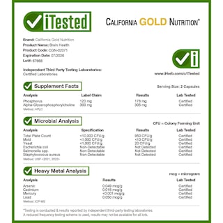 Foto 4 | Foto 4 | Suplemento California Gold Nutrition Brain Health 60 Cápsulas - Venta Internacional.