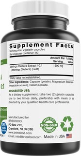 Foto 2 | Foto 2 | Suplemento Brieofood Extracto De Moringa Oleifera 1500 Mg 180 Cápsulas - Venta Internacional.