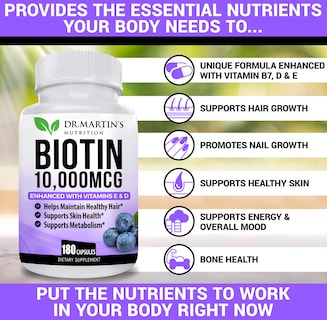Foto 2 | Foto 2 | Suplemento De Biotina De 10.000 Mcg De Dr. Martin's Nutrition Con Vitamina D Y E - Venta Internacional.