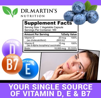 Foto 7 | Foto 7 | Suplemento De Biotina De 10.000 Mcg De Dr. Martin's Nutrition Con Vitamina D Y E - Venta Internacional.
