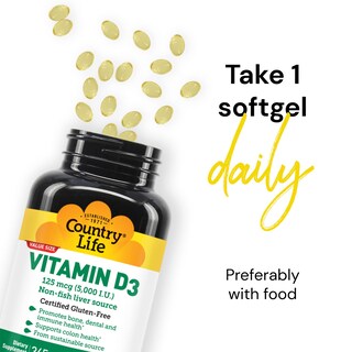 Foto 5 | Foto 5 | Suplemento Country Life De Vitamina D3 5000 Ui 365 Cápsulas Blandas - Venta Internacional.