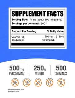 Foto 2 | Foto 2 | Suplemento De Vitamina B3 Bulksupplements.com Niacina En Polvo 250 G - Venta Internacional.