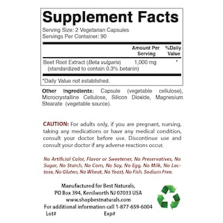 Foto 2 | Foto 2 | Polvo De Raíz De Remolacha Supplement Best Naturals 500 Mg 180 Cápsulas - Venta Internacional.
