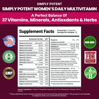 Foto 3 | Foto 3 | Multivitamínico Simplemente Potente Para Mujeres Con 37 Vitaminas Y Minerales - Venta Internacional.