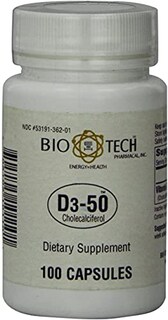 Foto 6 | Foto 6 | Suplemento Bio-tech Pharmacal D3-50 50 50 000 Ui 100 Cápsulas - Venta Internacional.