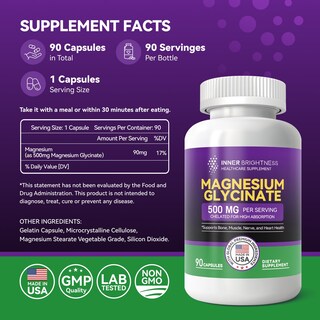 Foto 6 | Foto 6 | Suplemento De Glicinato De Magnesio Inner Brightness 500 Mg X90 - Venta Internacional.